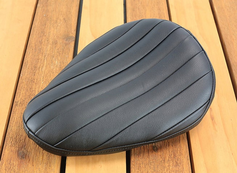 Black Plumper Real Tuck and Roll (Bates Style) seat for a Harley motorcycle