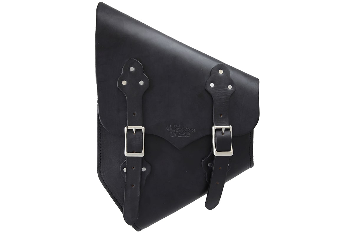 Black leather shop saddlebags