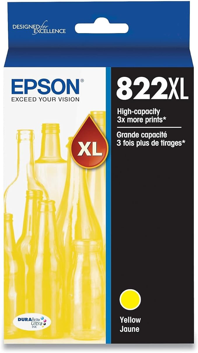 Epson WorkForce Pro Original Yellow Ink Cartridge, 822XL