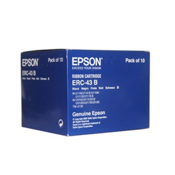 CASE OF 10 EPSON ERC-43B BLACK INK RIBBONS, FOR USE IN TM-H6000IV ENDORESEMENT
