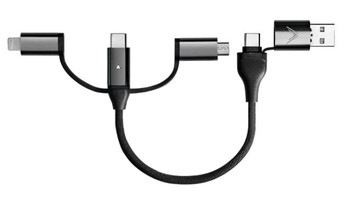 9ZEUS multi-device charging cable with Lightning, USB-C and Micro-USB connectors