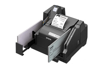 Epson TM-S9000II 130 DPM single-pocket check scanner in dark grey