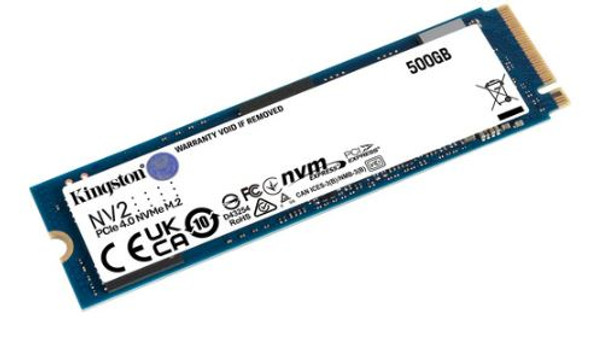 Kingston NV2 PCIe 4.0 NVMe SSD, M.2 form factor, 500GB, 3500/2800MB/s read/write