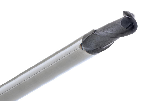General Purpose 222-0938-ALTiN, industrial drill bit with a black coating and spiral flutes for cutting, designed for cutting metal and other hard materials.