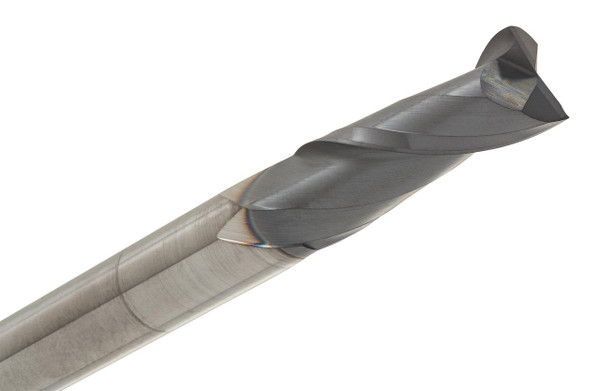General Purpose 120-3125-ALTiN, close-up image of a high-performance metal cutting drill bit with a twisted flute design for industrial machining.