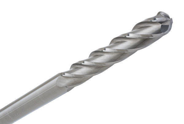4 flute solid carbide ball end mills are ideal for rough and finish milling in a large range of materials. These end mills can be used in slotting, profile, plunge and side wall milling. Designed with an industry standard 30° degree helix and precision cutting edges these end mills will perform above the competition.