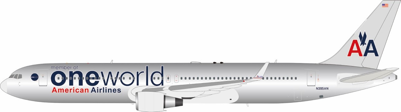 アメリカン航空 767-300ER N395AN 1/200 AMERICAN 767-300 ONE WORLD N395AN with stand 1:200