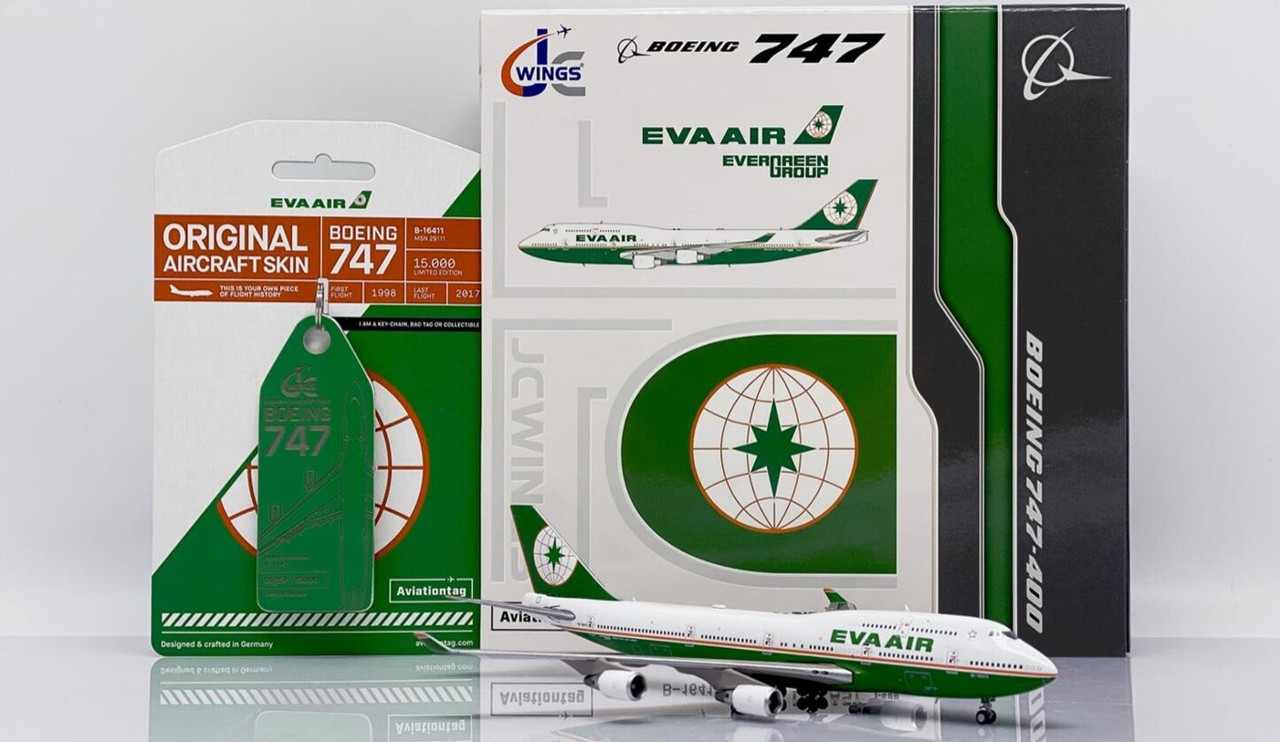 EVA航空 Aviationtag B747-400 グリーン EVA Air B747-400 B-16411 (With Limited Edition Aviationtag