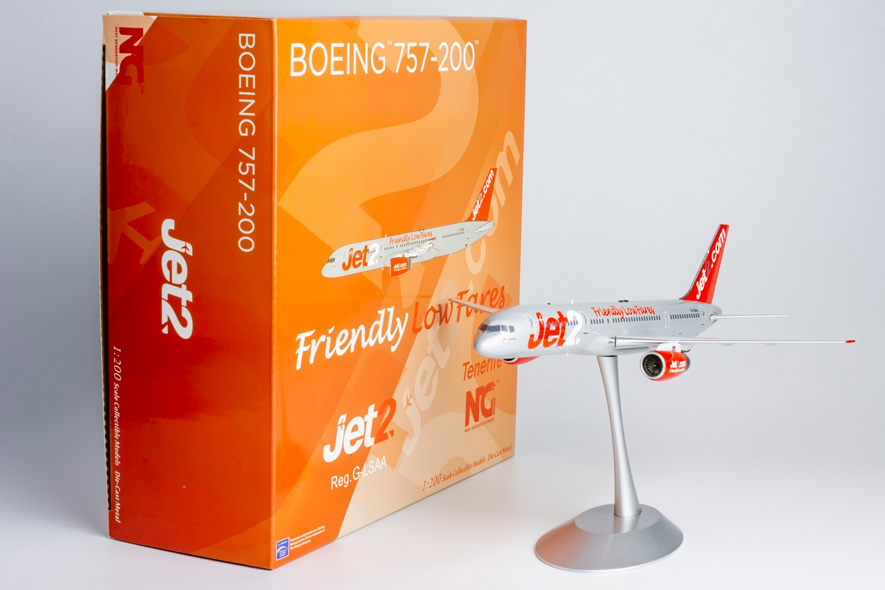 LS Jet2航空 Airlinertags B757-200 NG Models Jet2 757-200 Friendly Low Fares titles; with metal stand
