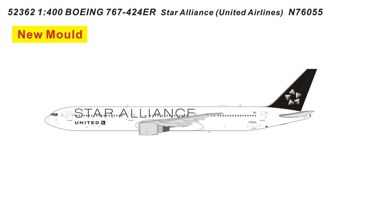 Panda Models United Airlines (Star Alliance) B767-424ER N76055