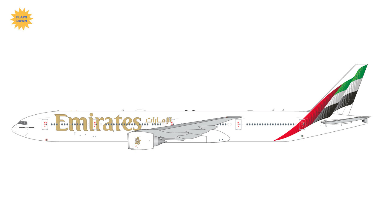 Gemini200 Emirates B777-300ER new livery w/ flaps down A6-ENV