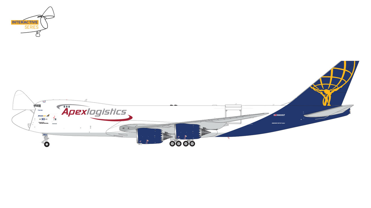 Atlas Air/Apex Logistics B747-8F final 747; Interactive Series N863GT  G2GTI1238 1:200