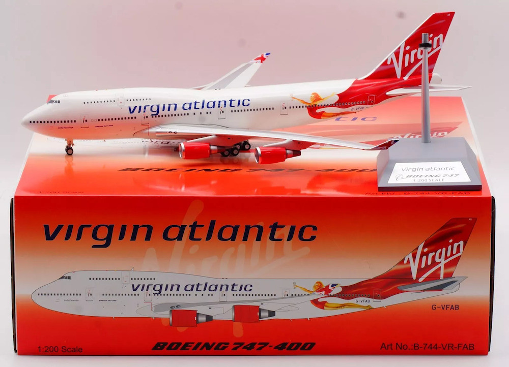 B-Models Virgin Atlantic Airways Boeing 747-4Q8 G-VFAB with stand