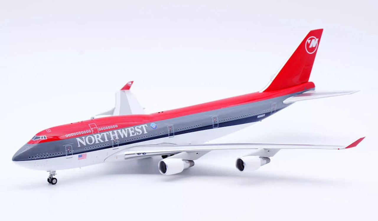 B-Models Northwest Airlines Boeing 747-451N666US with stand