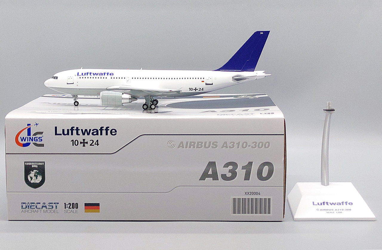 JC Wings Luftwaffe Airbus A310-300 Reg: 10+24 With Stand XX20004 1:200