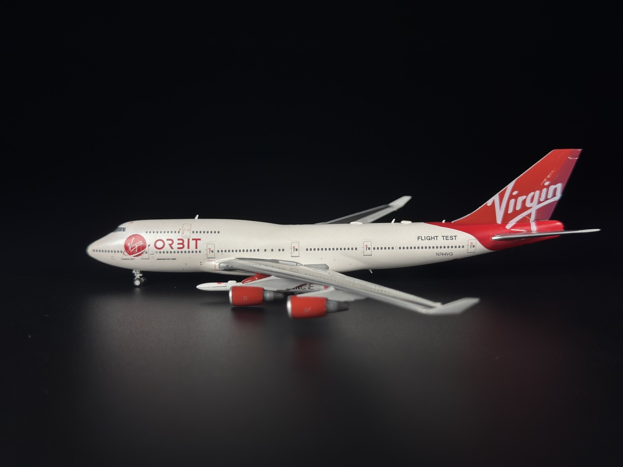 JC Wings Virgin Orbit B747-400 N744VG with Wing-mounted Rocket