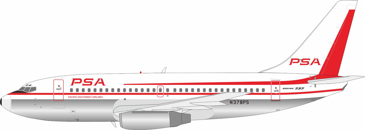 InFlight200 PSA Boeing 737-200 N378PS Polished IF732PSA0725P Scale