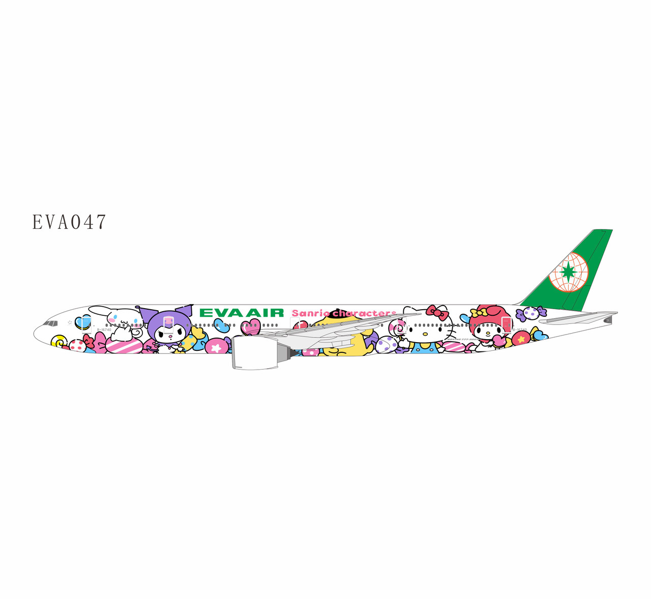 NG Models LITE Eva Airways 777-300ER Reg: B-16740 HELLO KITTY