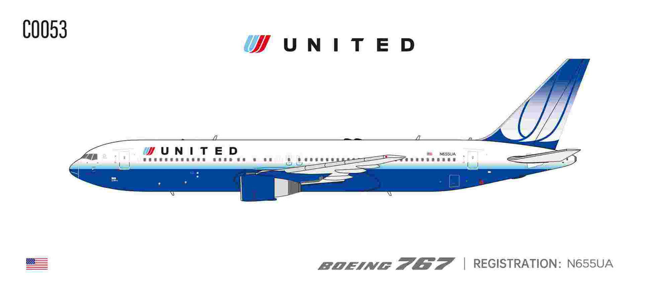 Panda Models United Airlines B767-300 Reg: N655UA C0053 Scale 1:400