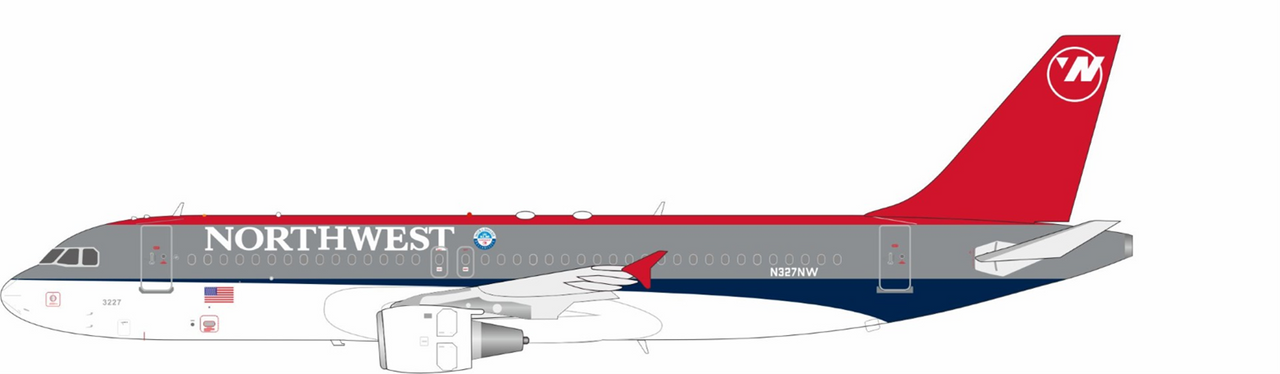InFlight200 Northwest Airlines Airbus A320-211 with stand 320-327