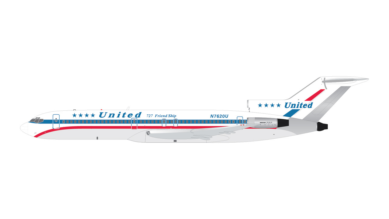 GeminiJets United Airlines Boeing 727-200 N7620U (stars & bars