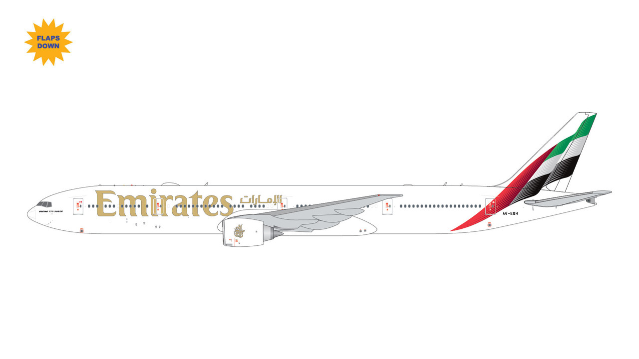 GeminiJets Emirates Boeing 777-300ER A6-EQH (flaps down
