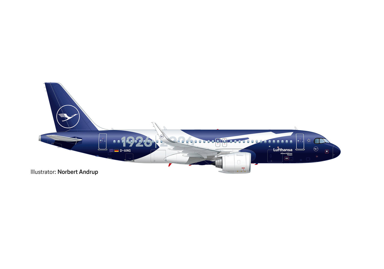 Herpa Lufthansa Airbus A320neo 100 YEARS HE539487 Scale 1:500
