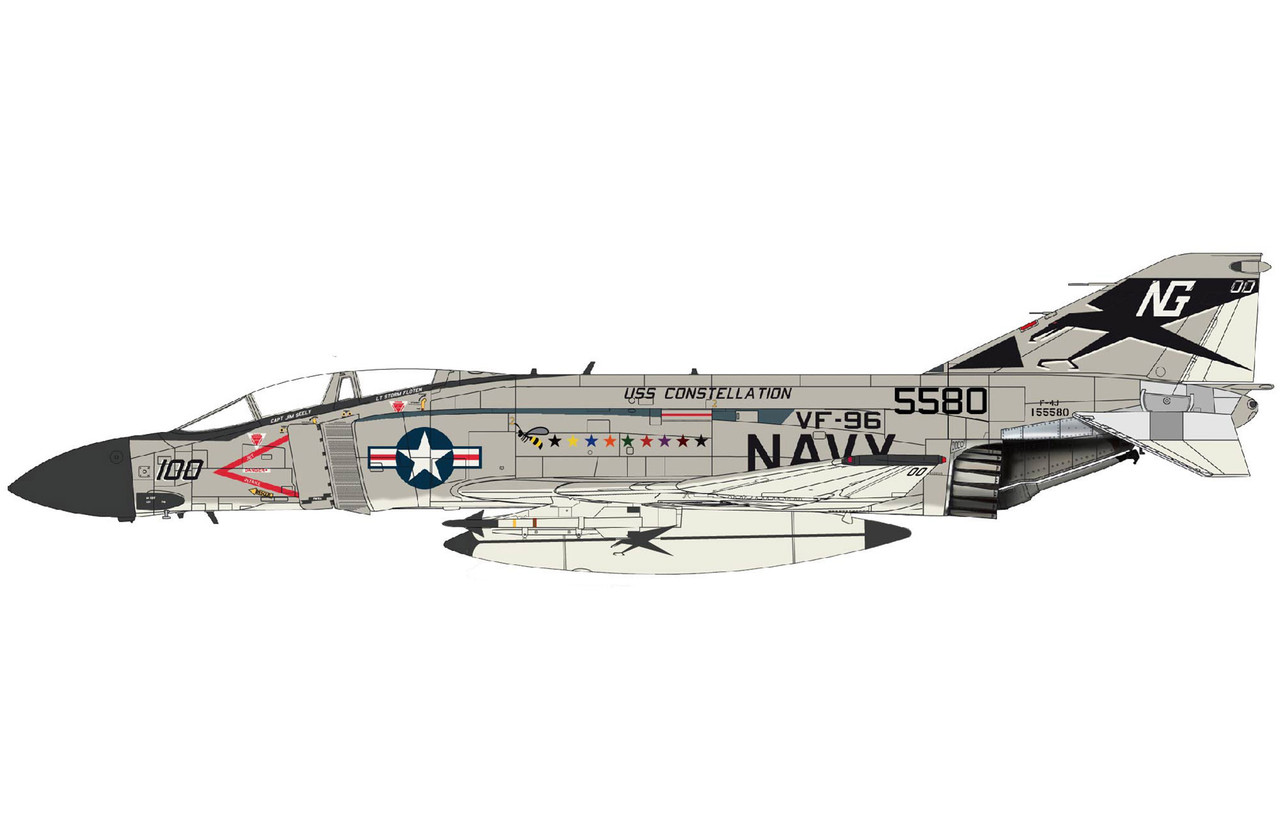 航空機・ヘリコプター Herpa 1/200 F-4J Phantom II VF-96 Hobby Master F-4J Phantom II 155580, VF-96, USS Constellation, 10