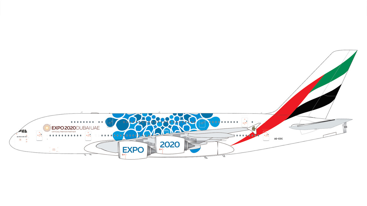 Gemini200 Emirates A380 A6-EOC (blue Expo 2020 livery) G2UAE779 1:200