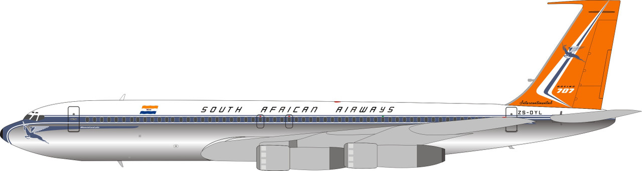 Inflight200 South African Airways Boeing 707-300 ZS-DYL Polished