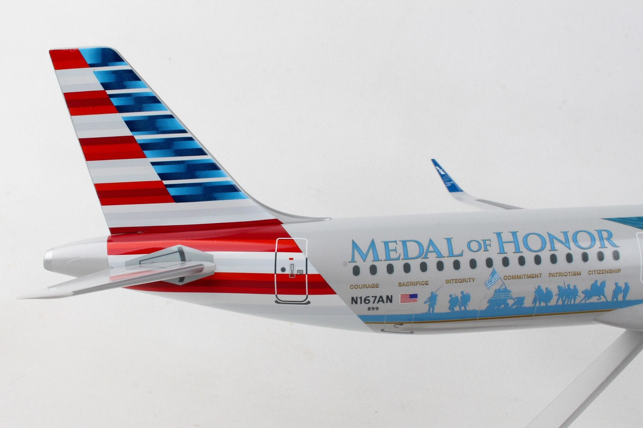 SkyMarks American A321 1/150 Scale Model - Medal Of Honor Edition, Licensed Aircraft Model