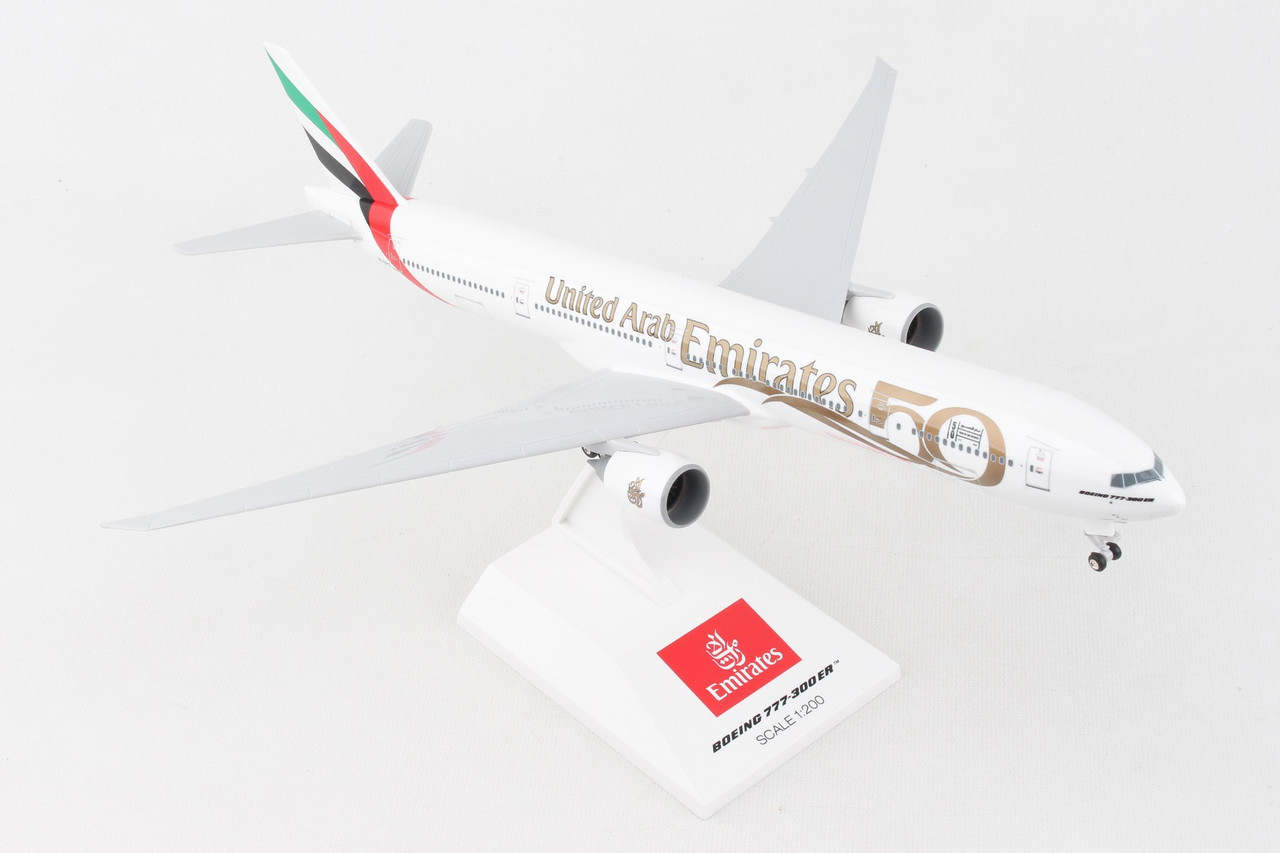 SKYMARKS EMIRATES 777-300ER 1/200 W/GEAR 50TH ANNIVERSARY