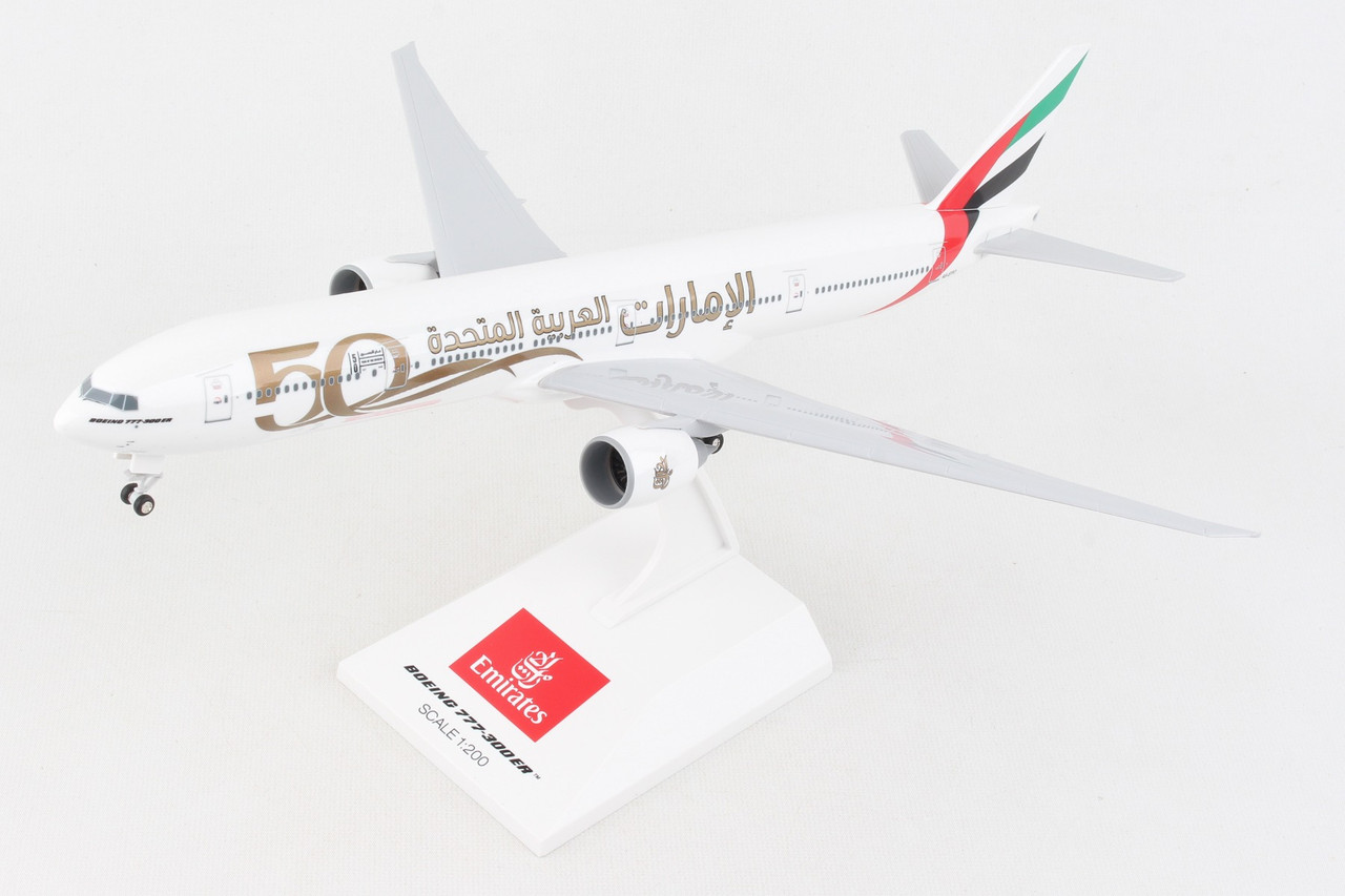 SKYMARKS EMIRATES 777-300ER 1/200 W/GEAR 50TH ANNIVERSARY - The