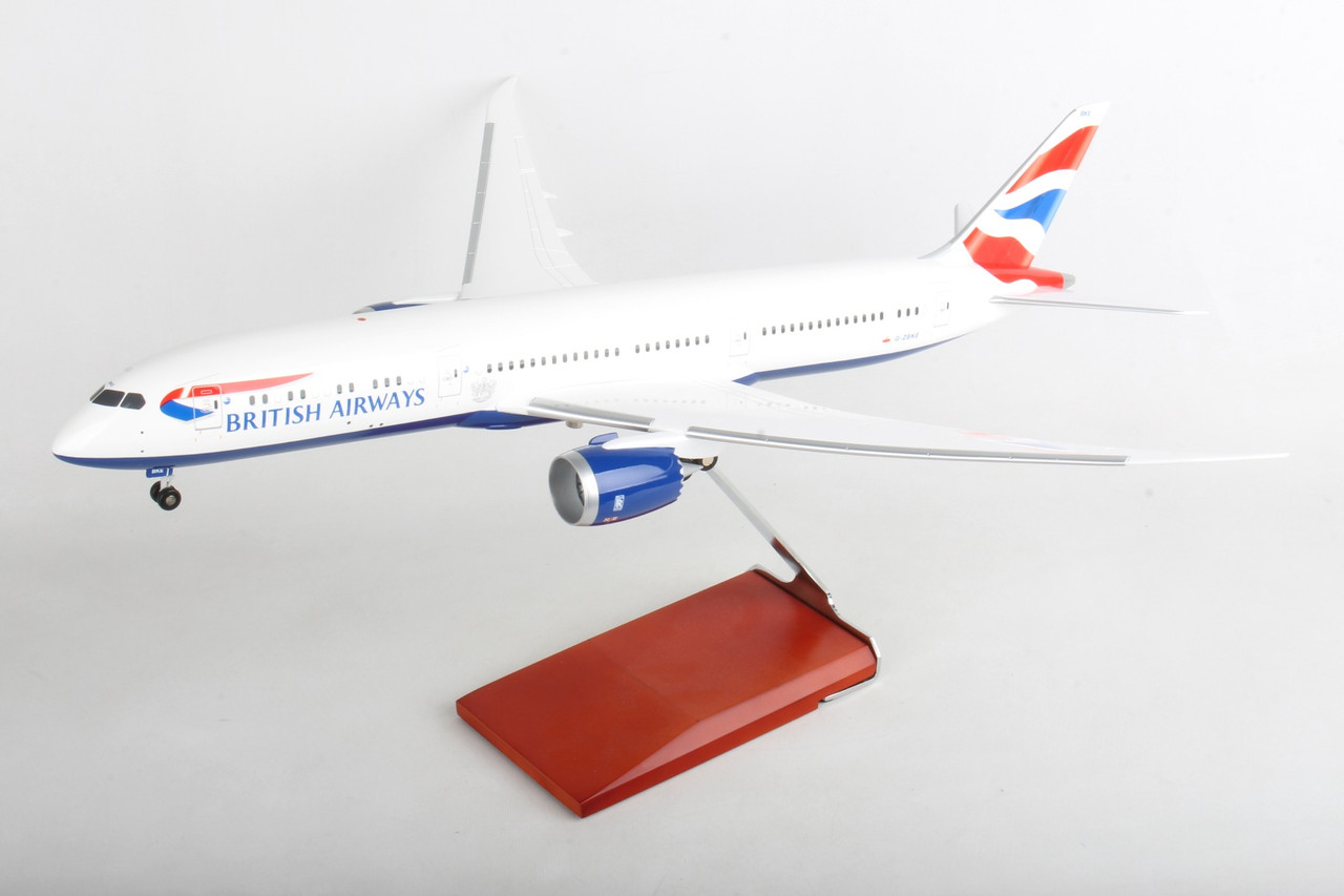 SKYMARKS BRITISH 787-9 1/100 W/WOOD STAND & GEAR - Diecast Airplane