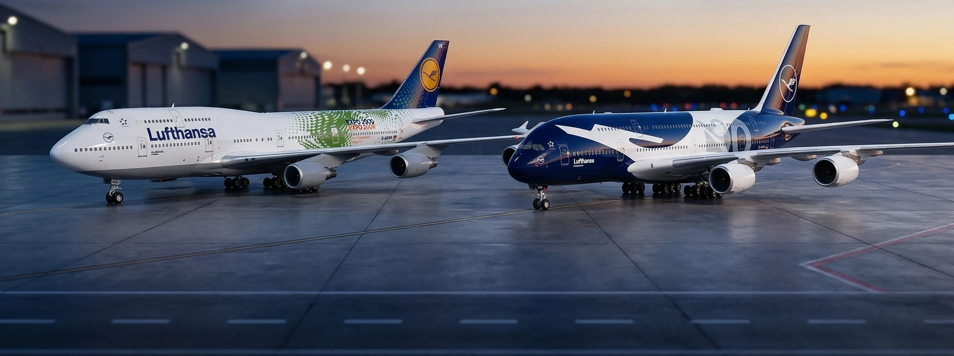 GeminiJets diecast model airliner on display
