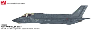 Hobby Master F-35C Lightning  Die Cast Model VFA-147 “Argonauts”, USS Carl Vinson, 2021 HA6208W 1:72