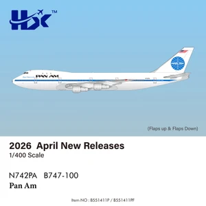 HX Models Pan Am B747-100 "Clipper Neptune's Car" Reg: N742PA "Flaps Down" B551411PF Scale 1:400