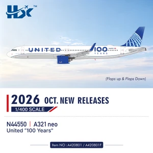 HX Models United Airlines Airbus A321 "100 Years Flaps Down" Reg: N44550 (Flaps Down) A420801F 1:400