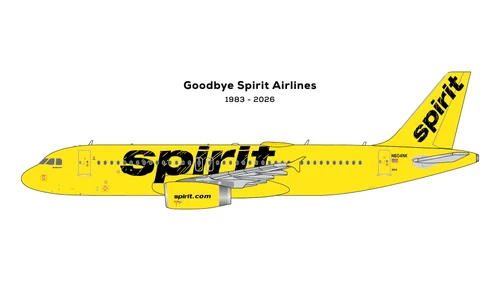 GeminiJets Spirit Airlines Airbus A320 N604NK (final revenue flight) GJNKS2442 1:400