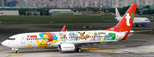 JC Wings T'way Air B737-800 HL8306 "Pikachu Jet TW" SA4TWB021 1:400