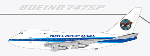 JC Wings Pratt & Whitney Canada Boeing 747SP "Flap Down" Reg: C-GTFF With Stand XX20286A 1:200