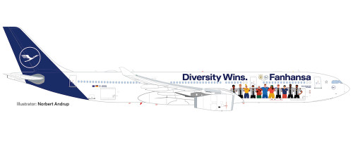 Lufthansa A330-300 Fanhansa Diversity Wins HE537216 1:500