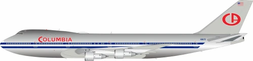 B-Models COLUMBIA Boeing 747-100 Airport 75 with stand B-741-AIRPORT75-50-P 1:200