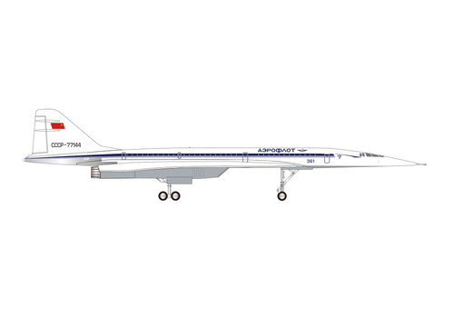 Herpa Wings Aeroflot Tupolev Design Bureau Tupolev TU-144S, Le Bourget 1975 HE573870 Scale 1:200