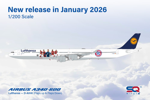 SQ Wings Lufthansa A340-600 D-AIHK "FC Bayern München" special colours "Flaps Down" L2281FD Scale 1:200