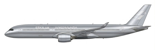 JC Wings Starlux Airlines Airbus A350-1000 "Airsorayama Silver" Reg: B-58553 (Flaps Down) EW235K003A 1:200 With Stand