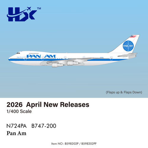 HX Models Pan Am B747-200 "Clipper Fairwind" Reg: N724PA "Flaps Down" B598202PF Scale 1:400
