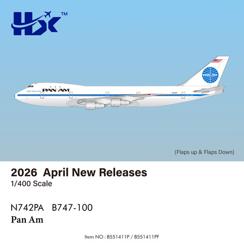 HX Models Pan Am B747-100 "Clipper Neptune's Car" Reg: N742PA B551411P Scale 1:400