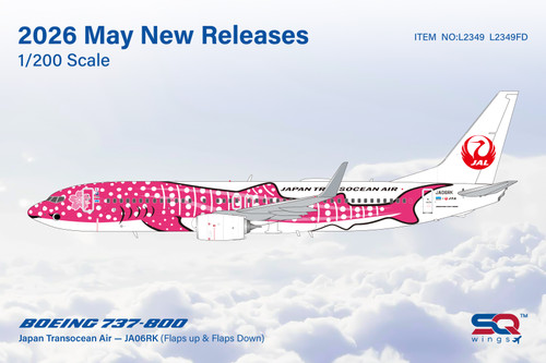 SQ Wings Japan Transocean Air B737-800 Reg: JA06RK Sakura Jimbei/"Flaps Down" L2349FD Scale 1:200