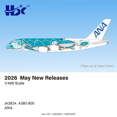 HX Models ANA - All Nippon Airways A380 "Flying Honu-Lani (Green Turtle)" Reg: JA382A "Flaps Down" A582302F Scale 1:400
